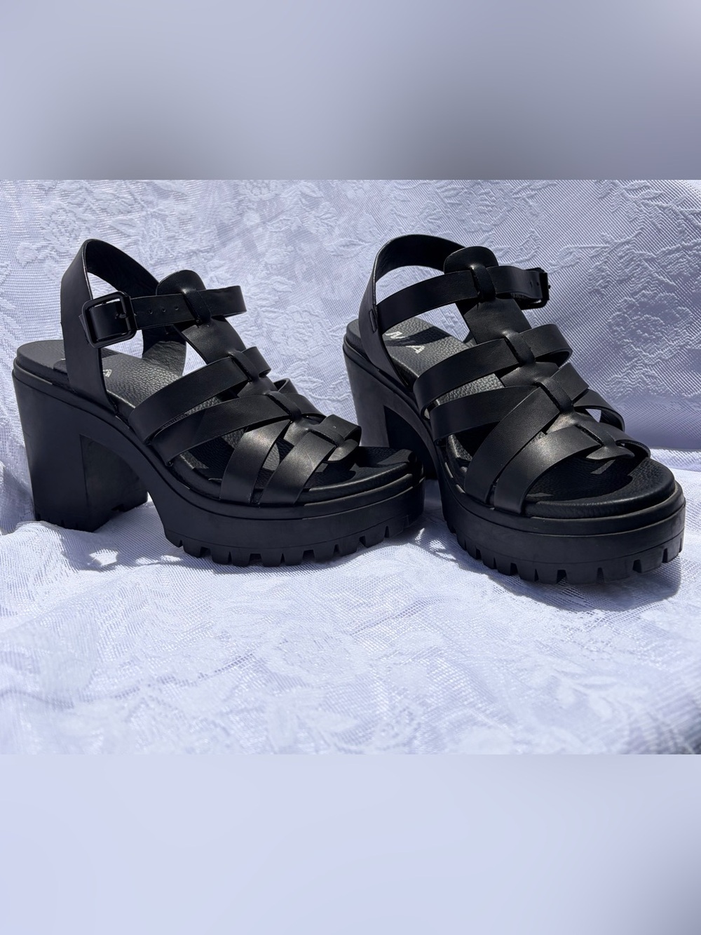 Platform Heels Black Chunky Comfortable Goth - MIA